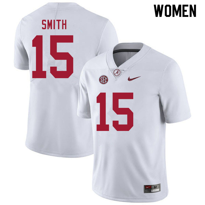 Women #15 Eddie Smith Alabama White Tide College Football Jerseys Sale-White